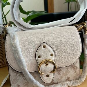 NWT Coach 4603 Beat 18 Shoulder Bag With Horse And Carriage Print Chalk